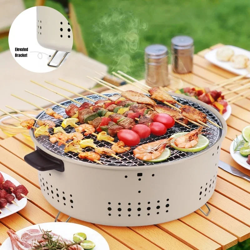 Round Barbecue Stove 1/3pcs Portable Removable Grilling Net Charcoal Oven Stainless Steel Bracket Outdoor Camping VIE LENTE