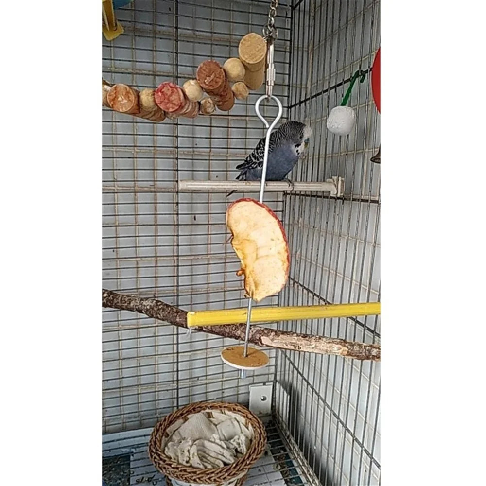 2024 Pet Parrots Birds Feeder Food Holder Support Stainless Steel Spear Stick Fruit Anti-stick Skewers Bird Supplies Cage