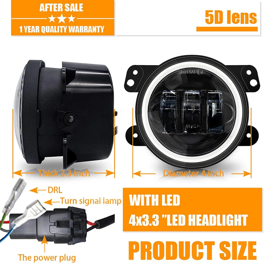 1pair 4 Inch LED Fog Lights DRL for Jeep Wrangler JK Unlimited JKu Dodge 40W White CREE LED Chip Off Road Driving Fog Lamp