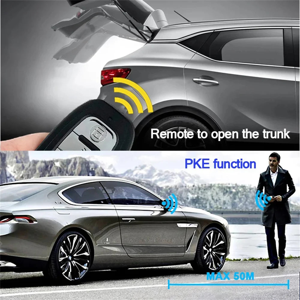 Car Alarm Remote Control PKE Car Keyless Entry Engine Start Alarm System Push Button Remote Starter Stop for 12V Cars Autostart