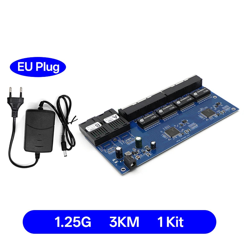 BYXGD 2F8E Gigabit Media Converter Board Single-Mode Single-Fiber BIDI 3km 2SC+8RJ45 Plug&Play