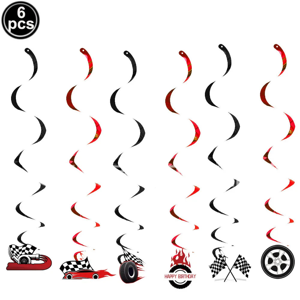 Traffic Cones and Racing Checkered Flags Black White Flags Kids Racing Theme Decorations for Race Car Birthday Party Supplies