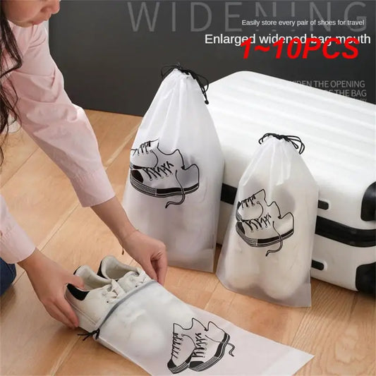 1~10PCS Eco Waterproof Transparent Mylar Plastic Home Organizer Handbags Drawstring Pouches Toiletry Carrier Traveling Pocket