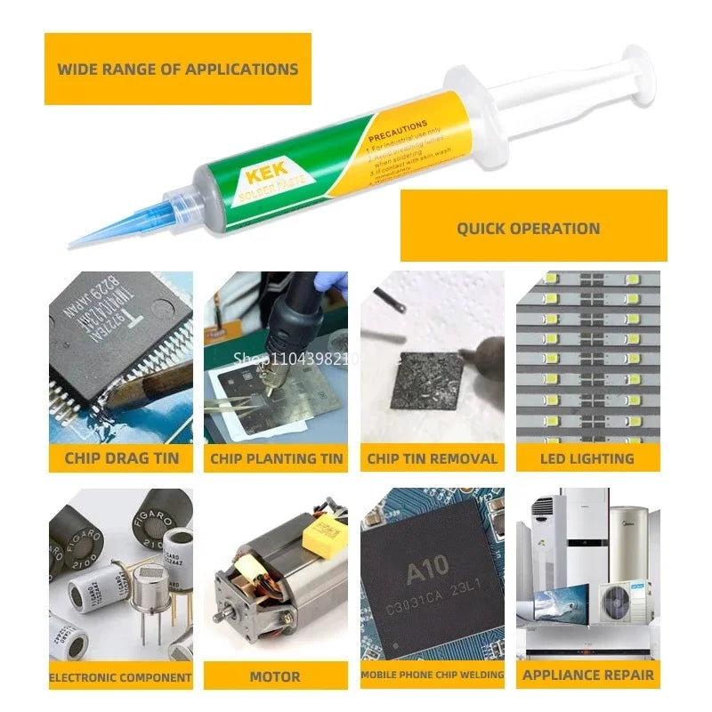 Sn42Bi58 SMD Welding Paste 138 ℃ Low Temperature Lead-free Syringe No Clean Solder Paste For Phone Component Repair