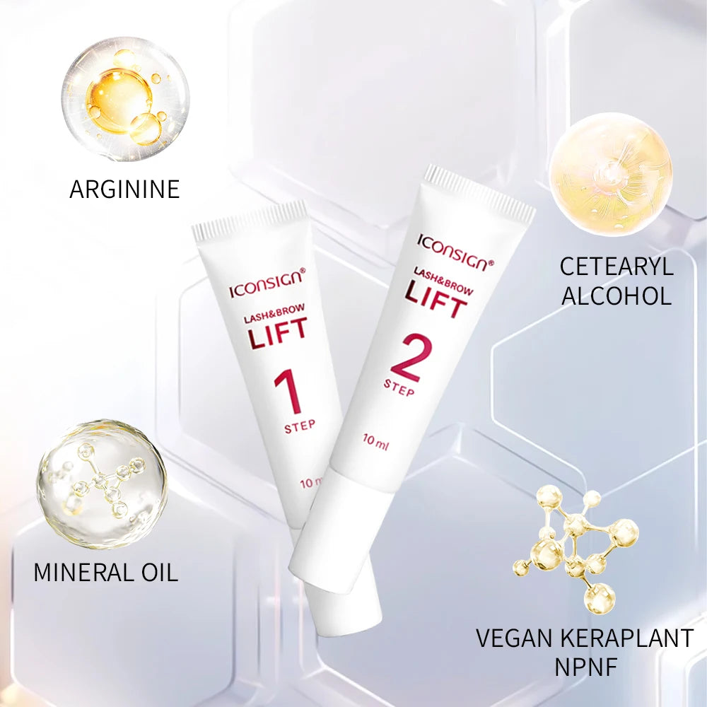 0.34 oz Keratin Eyelash and Eyebrow Lift Set - Durable, Gentle, and Odorless Formula, Get Salon Quality Eyelashes and Eyebrows