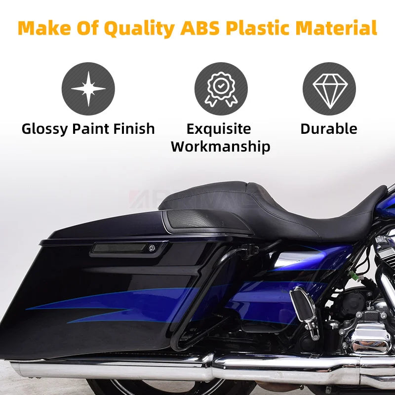 Motorcycle Black Hard Saddlebag Latch Cover Smoke Reflectors For Harley Touring Road King Road Glide Street Glide 2014-up