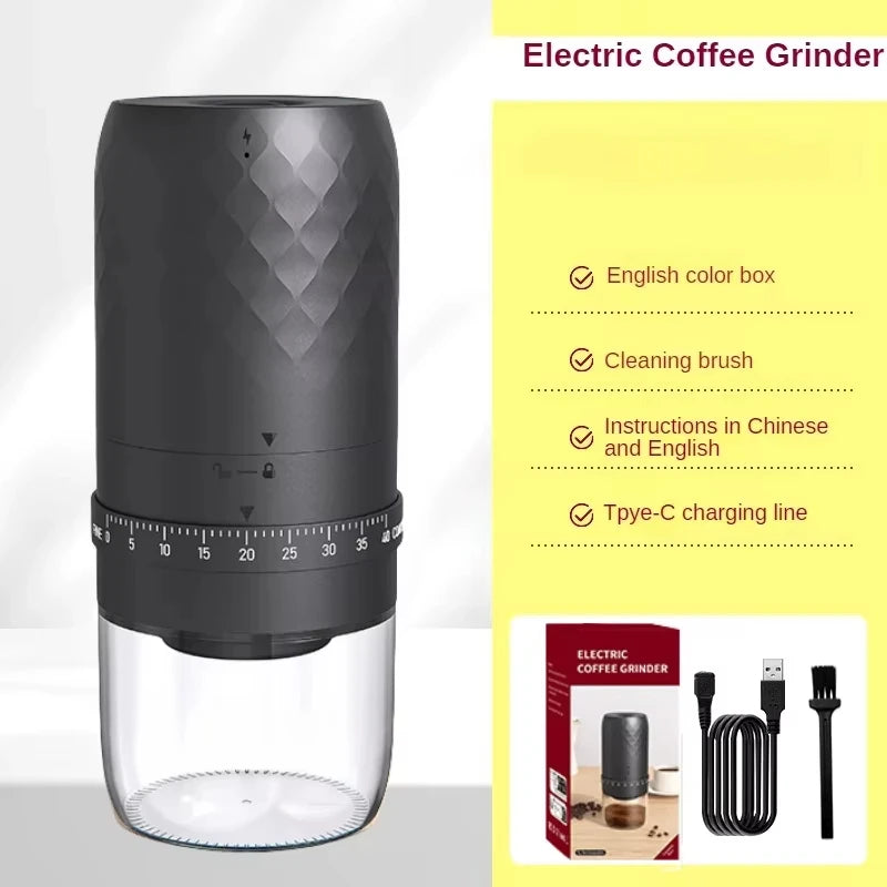 Portable 1800mAh Electric Coffee Bean Grinder 40 Gears External Adjustable Home Rechargeable Grinders Household Coffee Machine