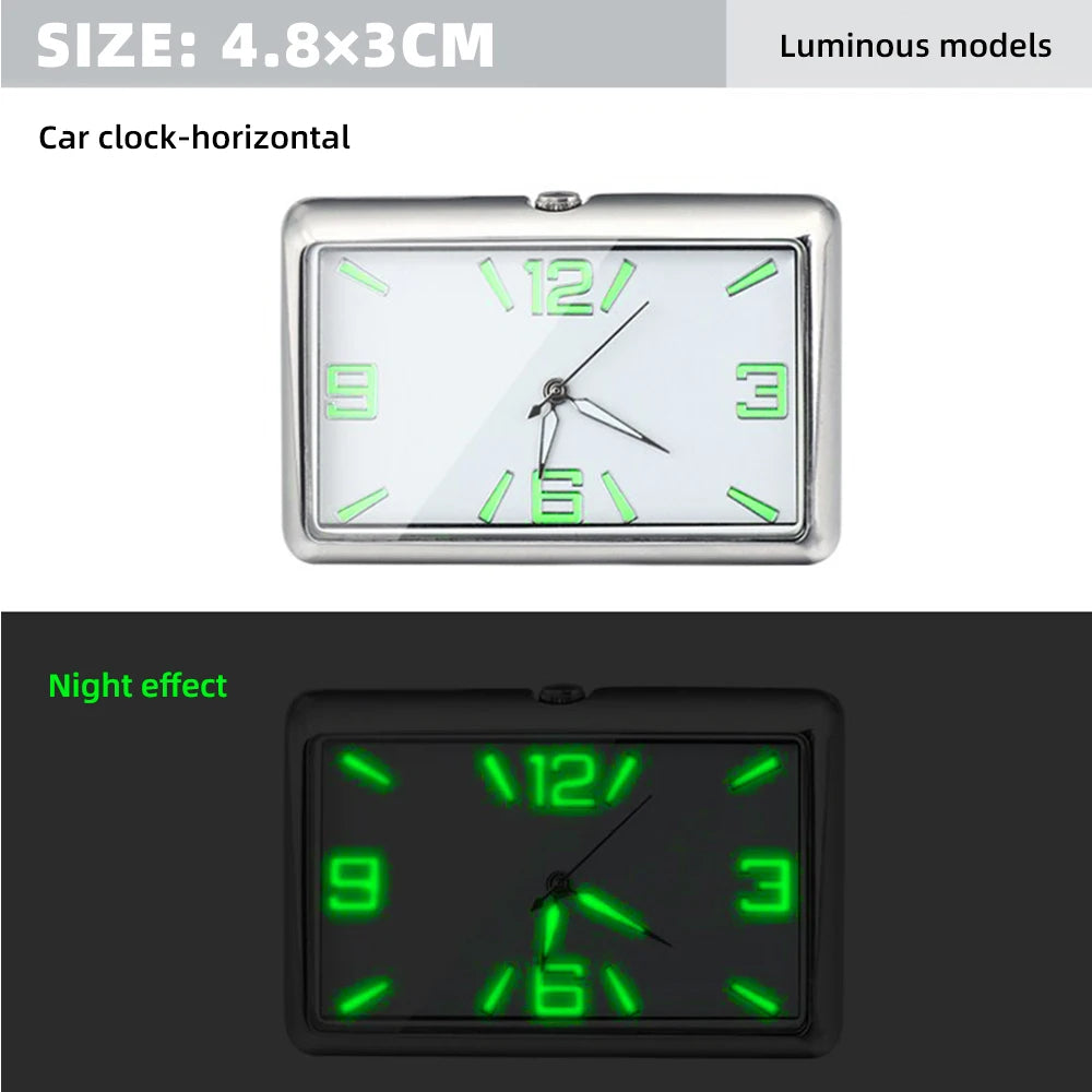 Auto Fashion Square Watch Car Clock Interior Decoration Self-adhesive Electronic Vent Clip Watch Automobile Quartz Clock