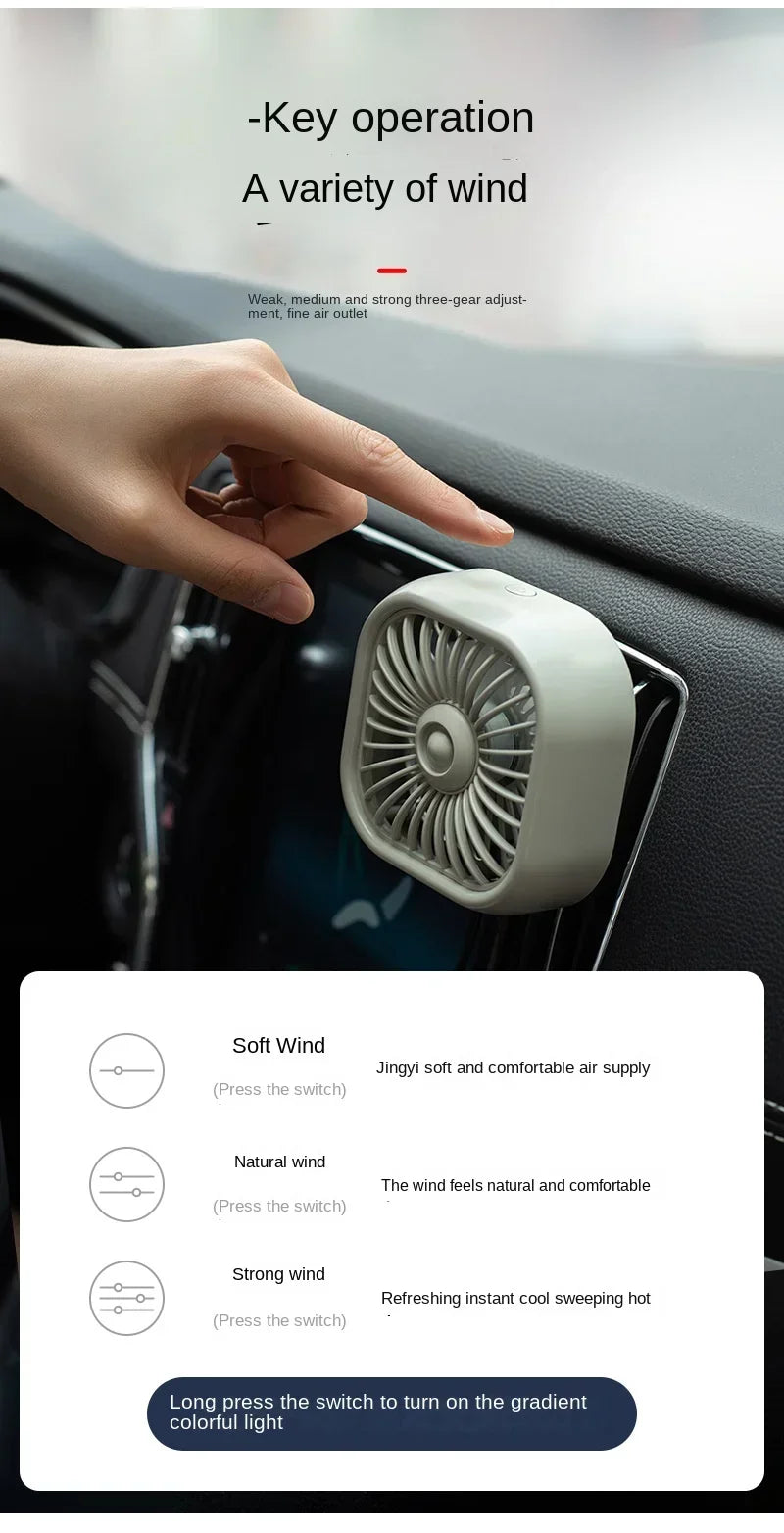Mini Car Vent Fan High-Speed Cooling Energy-Efficient USB Powered - Portable Vibrant Colors Easy Installation