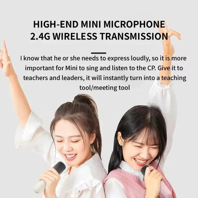 K12 Portable Bluetooth Karaoke Machine with 5.3 PA Speaker System 1-2 Wireless Microphones Home Family Singing Children's Gift
