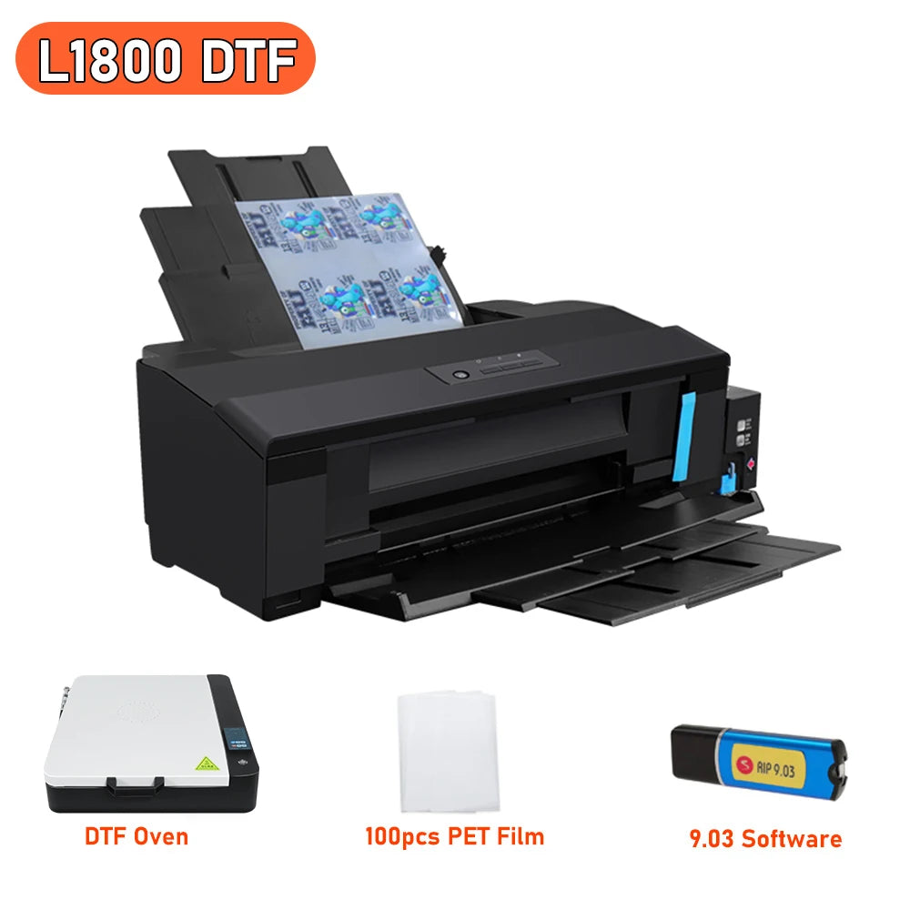 A3 DTF Printer Bundle for Epson L1800 Directly Transfer Film DTF Printer with Oven Dryer A3 DTF Machine For T-shirt All Fabric