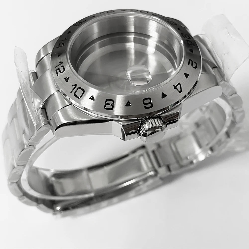 39mm EXP 24 Hours Fixed Bezel NH34 NH35 NH36 NH38 Sapphire Glass Watch Case Solid Bracelet Stainless Steel ETA2824 PT5000 Case