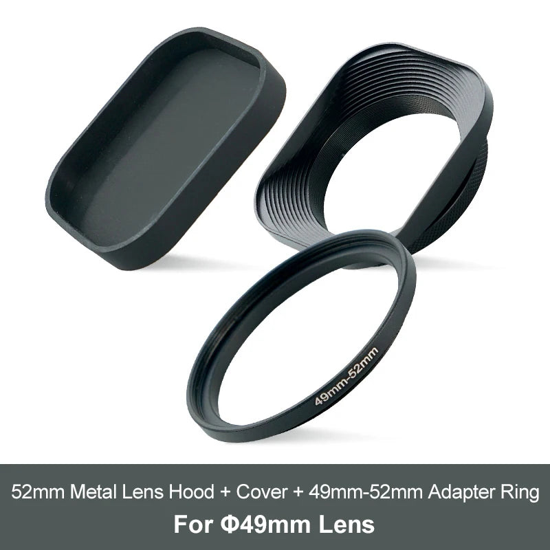 Metal Camera Square Lens Hood Universal Retro Reduce Light for Fuji Fujifim 39mm 43mm 46mm 49mm 52mm Filter Adapter Ring Metal