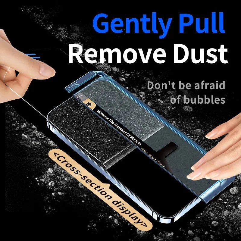 2Pcs For iPhone 16 15 14 13 12 11 XR XS Pro Max Plus Screen Protector Toughened Glass Phone With Install Kit Remove Magicjohn