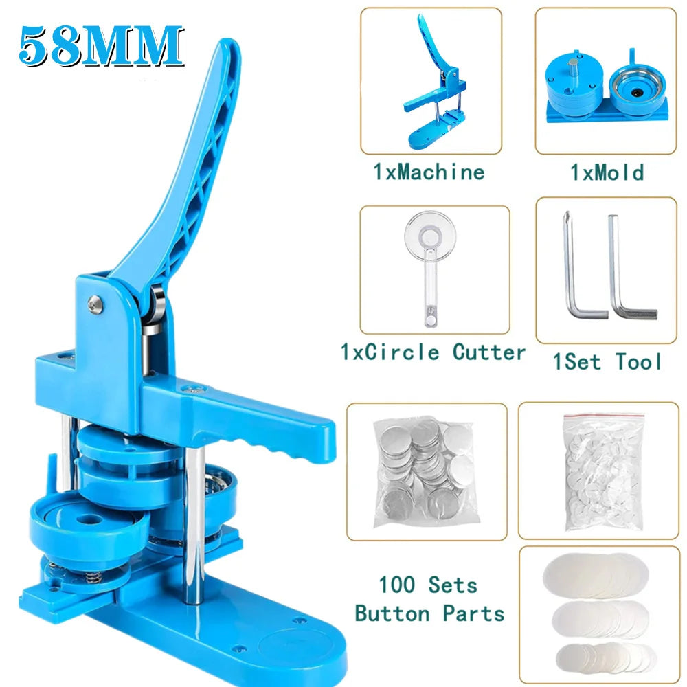 3 IN 1 Pin Badge Button Maker Machine with 300Pcs Button Parts+3 Size Molds+3 Size Circle Cutter, DIY Badges Making Machine Set
