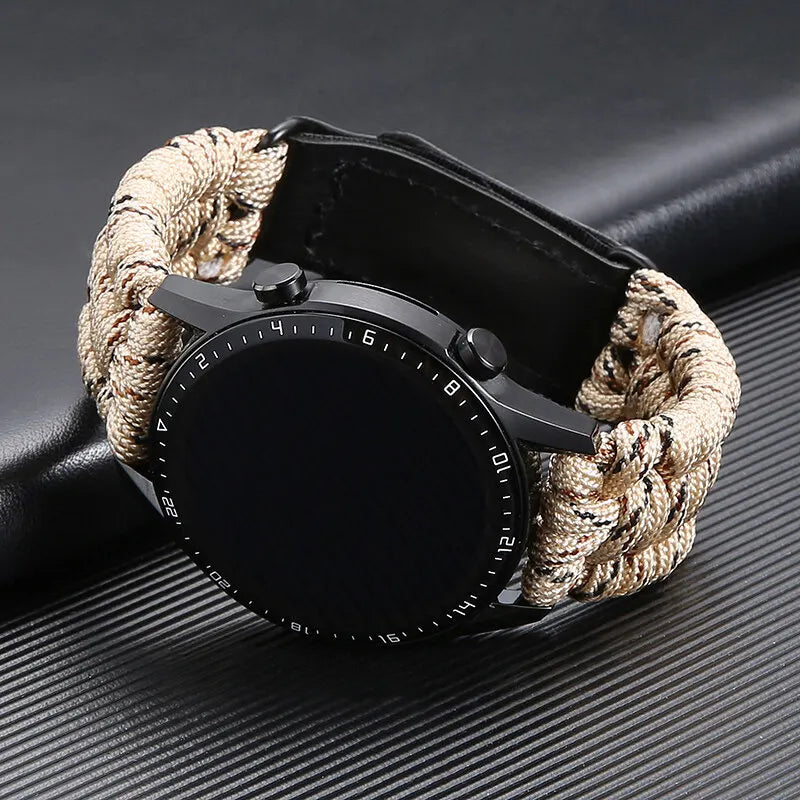 20 22mm Braided Flat Head Universal Watchband Colorful Velcro Style For Galaxy Watch 3/4/5 41/45mm 40/44 42/46mm Gear S3 Band