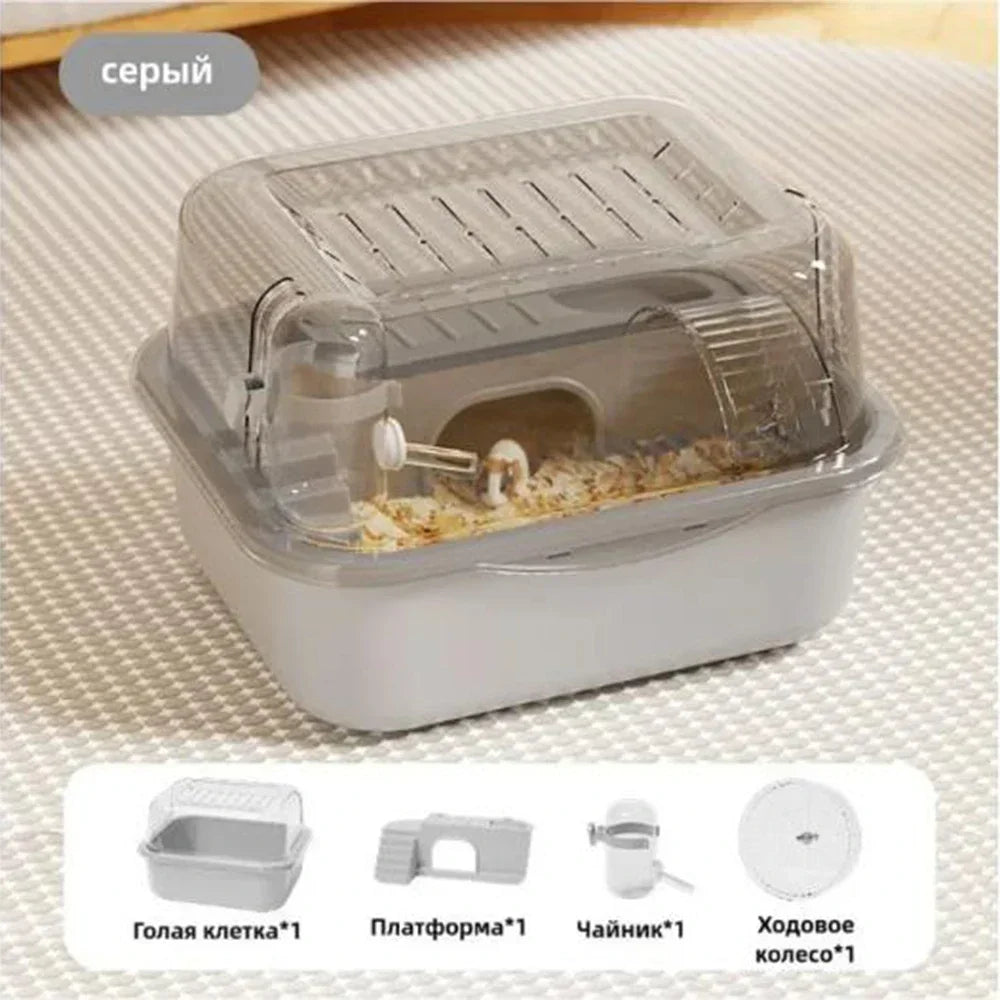 Hamster Cage Small Hamster Habitat Mouse Home Small Animal Cage with Tube Exercise Wheel Hut Rat Habitat for Gerbils Mice