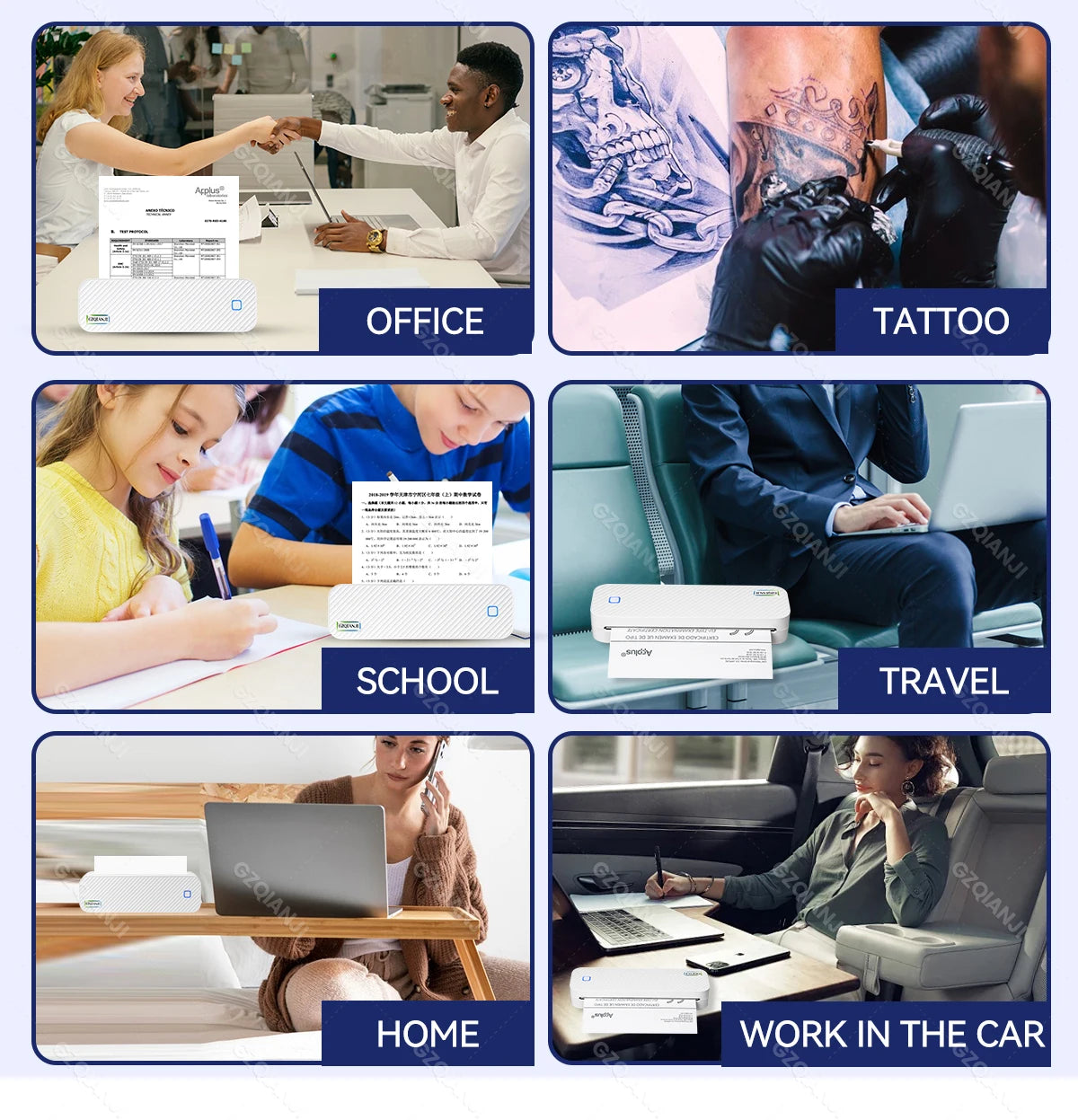 Mini Thermal Printer Bluetooth Portable Wireless A4 Maker with Paper Case for Mobile World PDF Picture Print Home Office USE