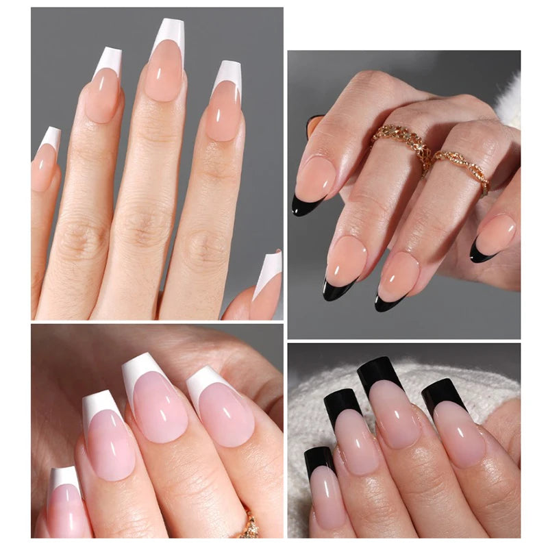 30Pcs Fake Nails French Style Gradient Cat Eyes Press On Full Cover Artificial Three Sizes Available False Nails Nail Enthusias