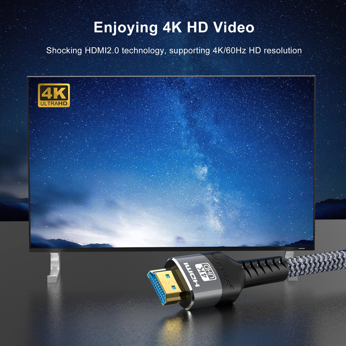 HDMI-compatible Cable HDMI 2.0 4K 60HZ HDMI Cable 6.6FT，18Gbps High Speed2.0 Braided Cord Compatible TV PS3/4 Projector 1m 2m 3m