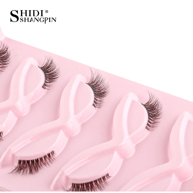 3/5 Pairs Cat Eye False Lashes Natural Short Fluffy Eyelashes Wispy Half False Eyelashes Eye End Extension Faux Mink Makeup