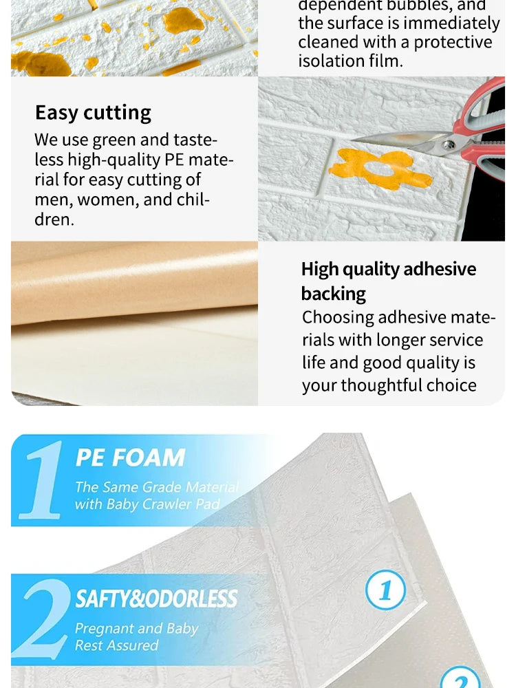 3D Three-dimensional Wall Stickers Self-adhesive Wallpaper Anti-collision Decorative Stickers 10pc