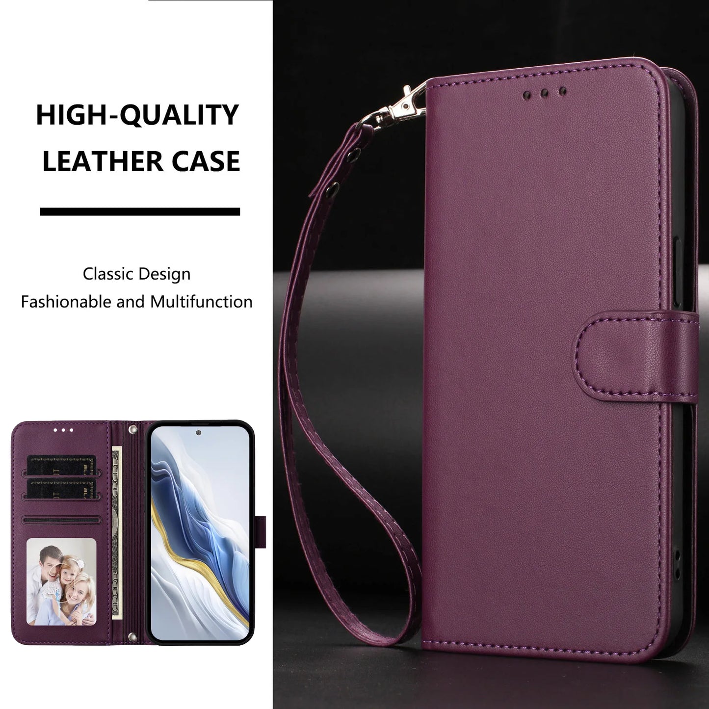 Leather Phone Case For Oppo A58 A57 A57e A57s A56 A55s A55 A54 A53s A52 A40 A40M A38 A36 A32 A18 A17 Card Slot Flip Wallet Cover