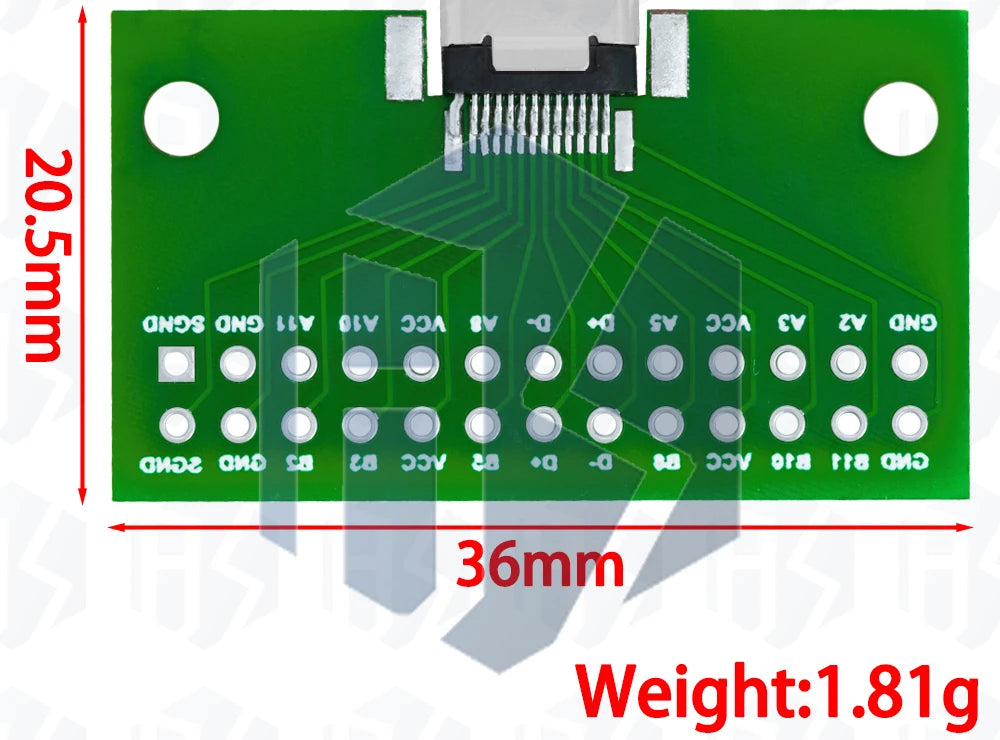 Type-C Male to Female USB 3.1 Test PCB Board Adapter Type C 24P 2.54mm Connector Socket For Data Line Wire Cable Transfer