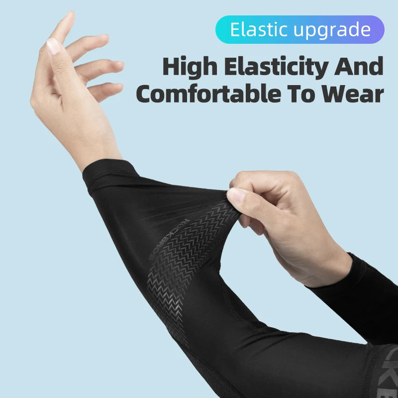 ROCKBROS Ice Fabric Running Camping Arm Warmers Basketball Sleeve Running Arm Sleeve Cycling Sleeves Summer Sports Safety Gear