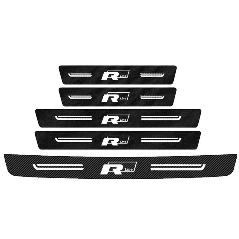 Car Door Sill Sticker Carbon Fiber Protector Anti-Scratch Pad for Volkswagen VW Rline R Line Badge Trunk Edge Scuff Plate Strip