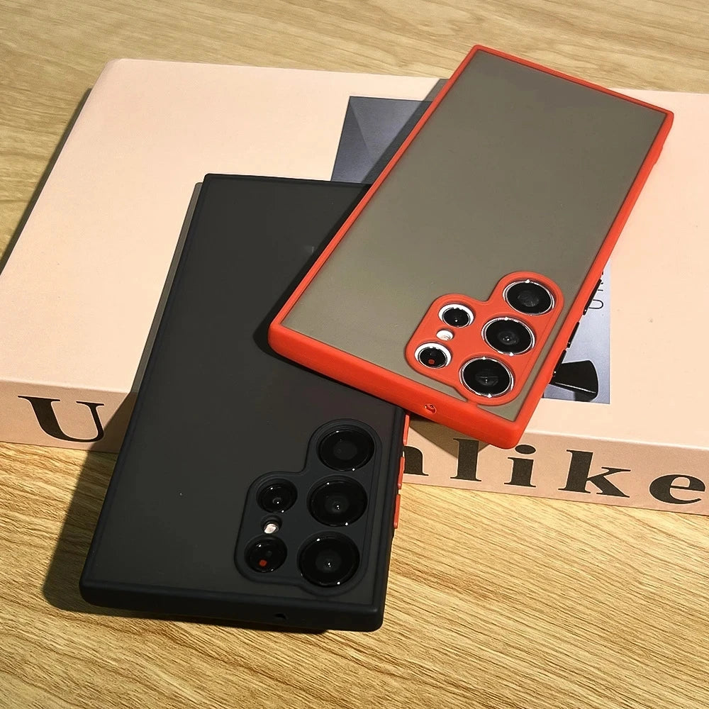 Shockproof Matte Transparent Case For Samsung Galaxy S24  S23 S22 S21 S20 Ultra Plus FE Note 20 10 A52 A71 A53  A34 S25 5G Cover