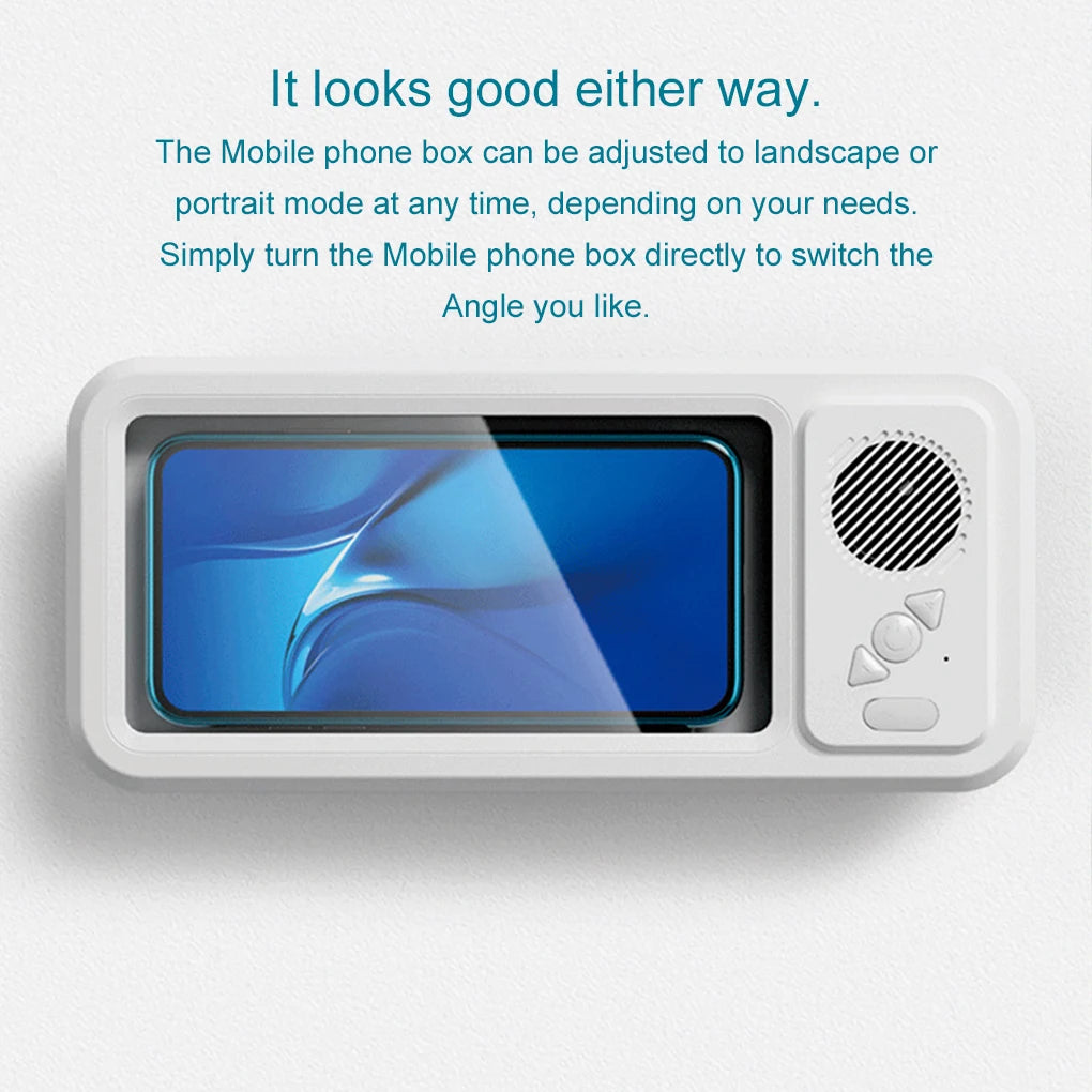 Shower Phone Holder with Bluetooth Speaker 360 Rotation Wall Phone Mount for Shower Waterproof Anti Fog for 4-6.9" Phones