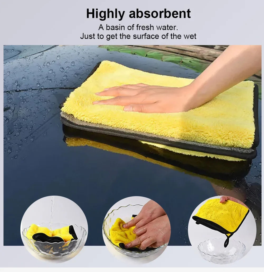 Wholesale and retail Car Wash Towels Cleaning Cloth Absorbent Dry Cloth General Purpose Microfiber Towel Thickened Yellow