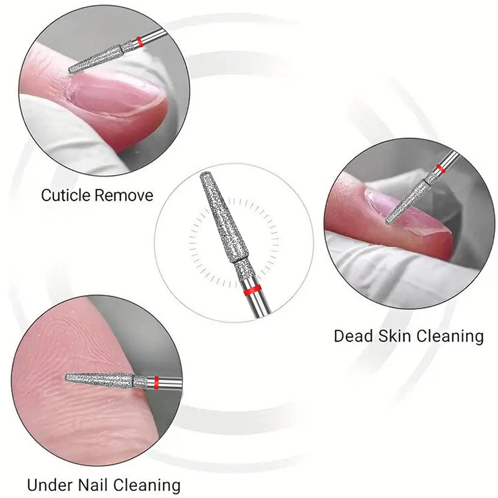 7 Pcs Nail Cone Tip Diamond Drill Bits Electric Cuticle Clean Rotary for Manicure Pedicure Grinding Head Sander Tool