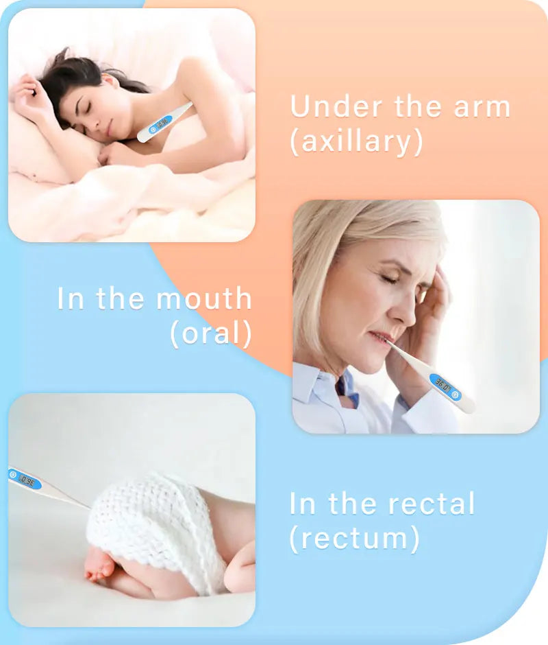 Rigid Hard Tip Waterproof Digital Thermometer Beeper Function Fever Alarm Oral Underarm Child Kid Adult Temperature Monitoring