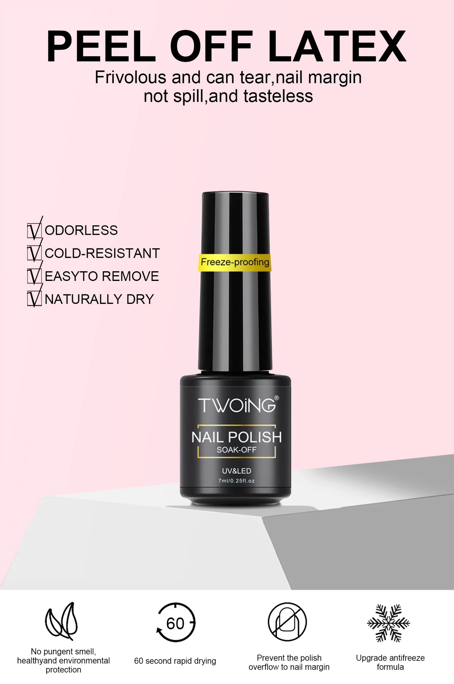 Nail Peel Off Liquid Anti-Overflow Glue Edge Latex Tape, Peel Off Cuticle Guard Nails Finger Lacquer Protector, Manicure Polish