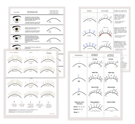 Bundle Beginner and Wispy Eye Shape Lash Map Charts School Practice Training for Fake Eyelashes  Wholesale