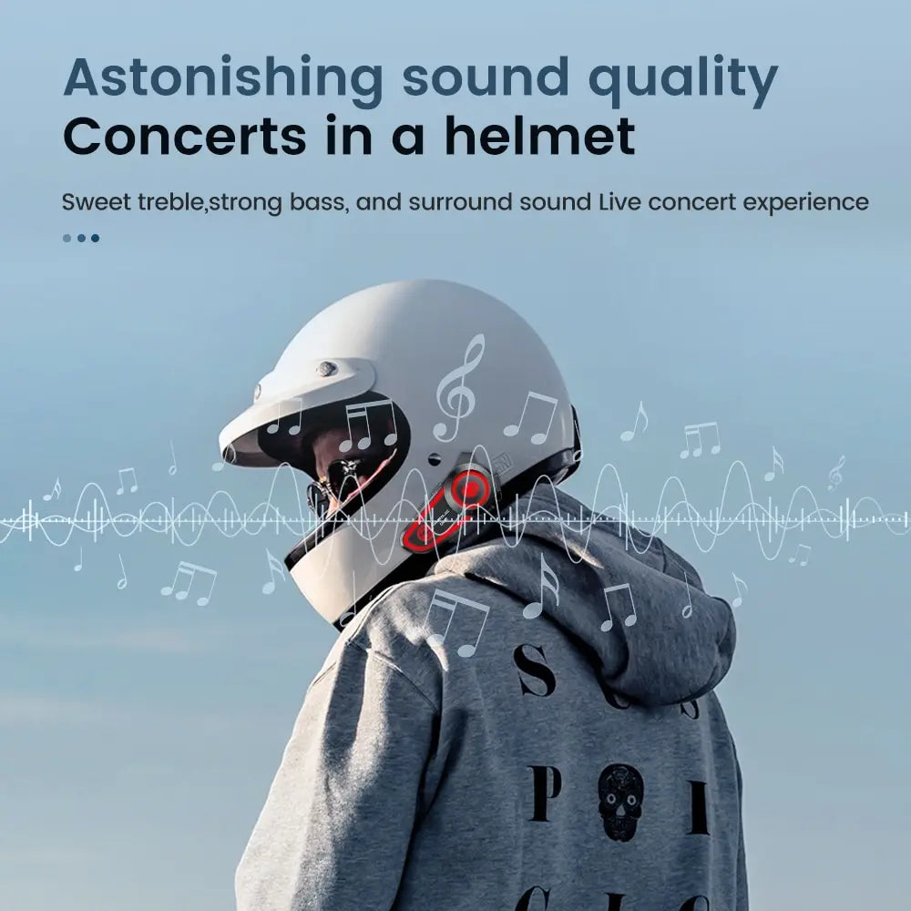 GEARELEC DK02 Motorcycle Helmet Headset Stereo Bluetooth Hands Free Call IPX7 Waterproof 2800mAh With Tri-Color Ambient Light