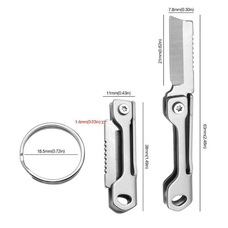Stainless Steel Square Head Mini Folding Knife Sharp Easy To Carry Express Delivery Unpacking Keychain Portable Pocket Knife