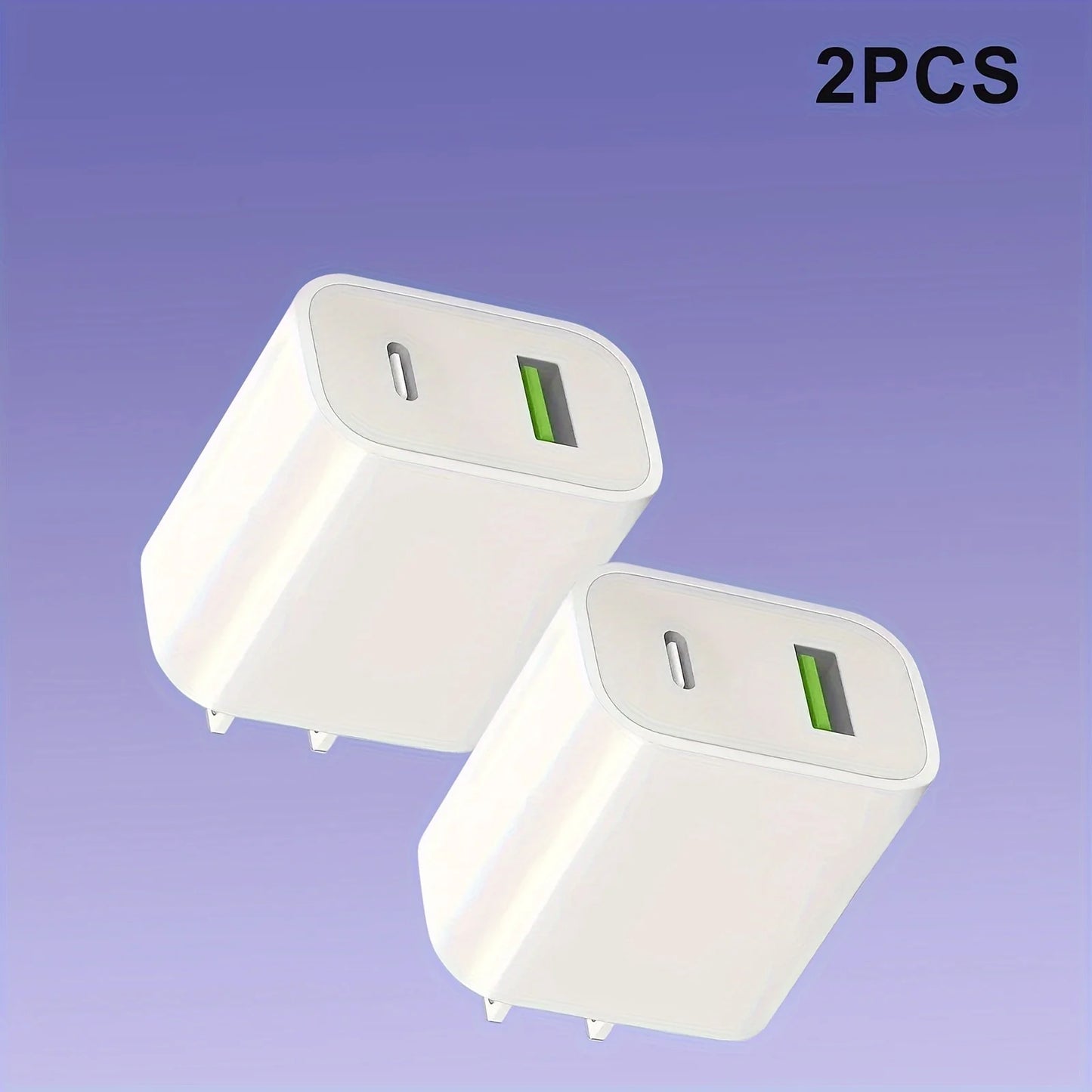 2PCS USB C Wall Charger Block, Dual Port Power Delivery Fast Type C Charging Block Plug Adapter 20W