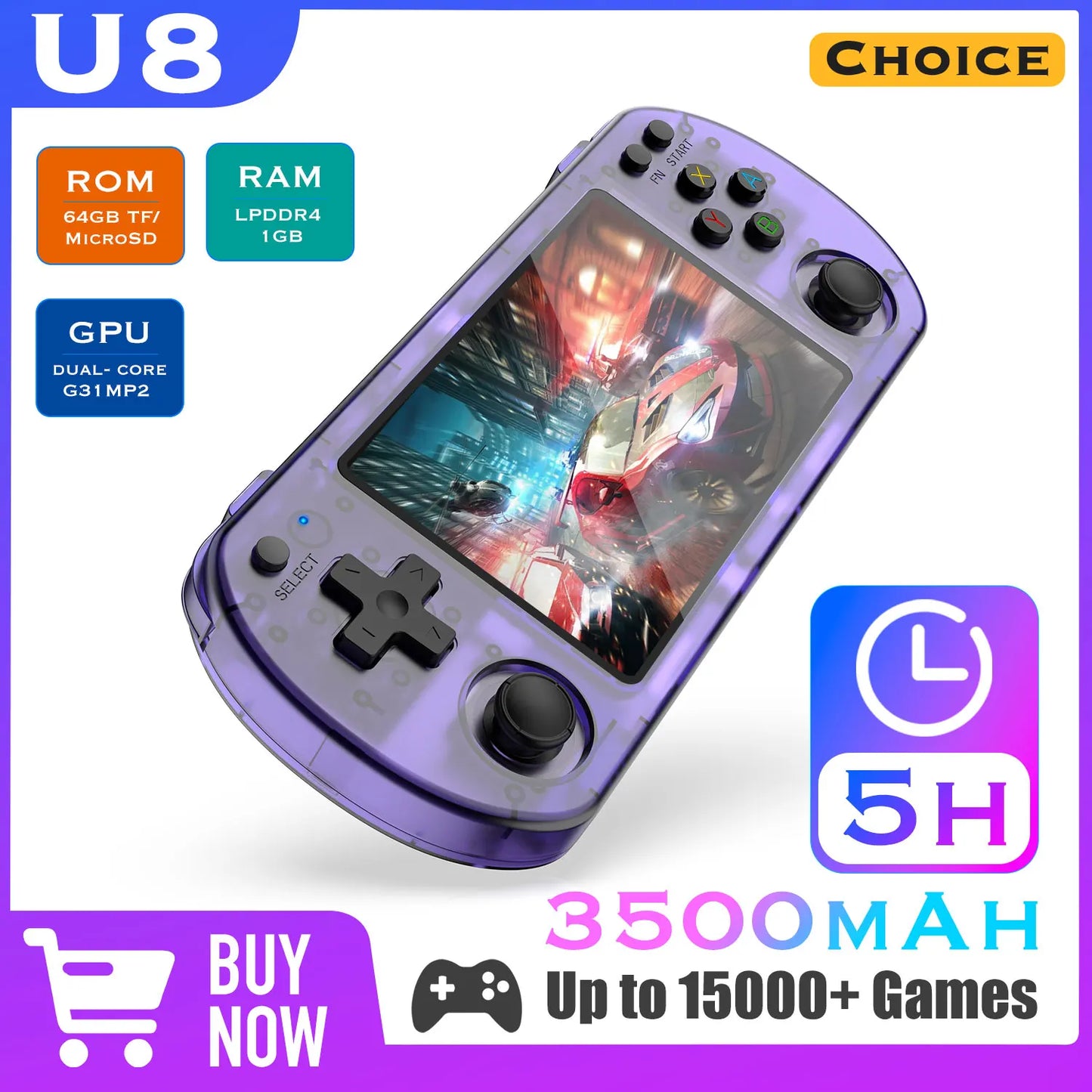 Open Source U8 Retro Handheld Video Game Console Linux System 4.0 Inch IPS Screen Portable Pocket Video Player 128GB Games