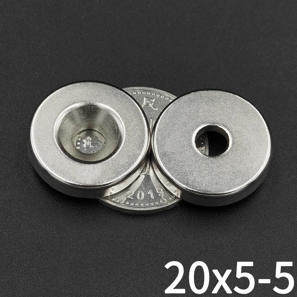 2/5 Pcs 20x5-5 Neodymium Magnet 20mm X 5mm Hole 5mm NdFeB N35 Round Super Powerful Strong Permanent Magnetic Imanes Disc