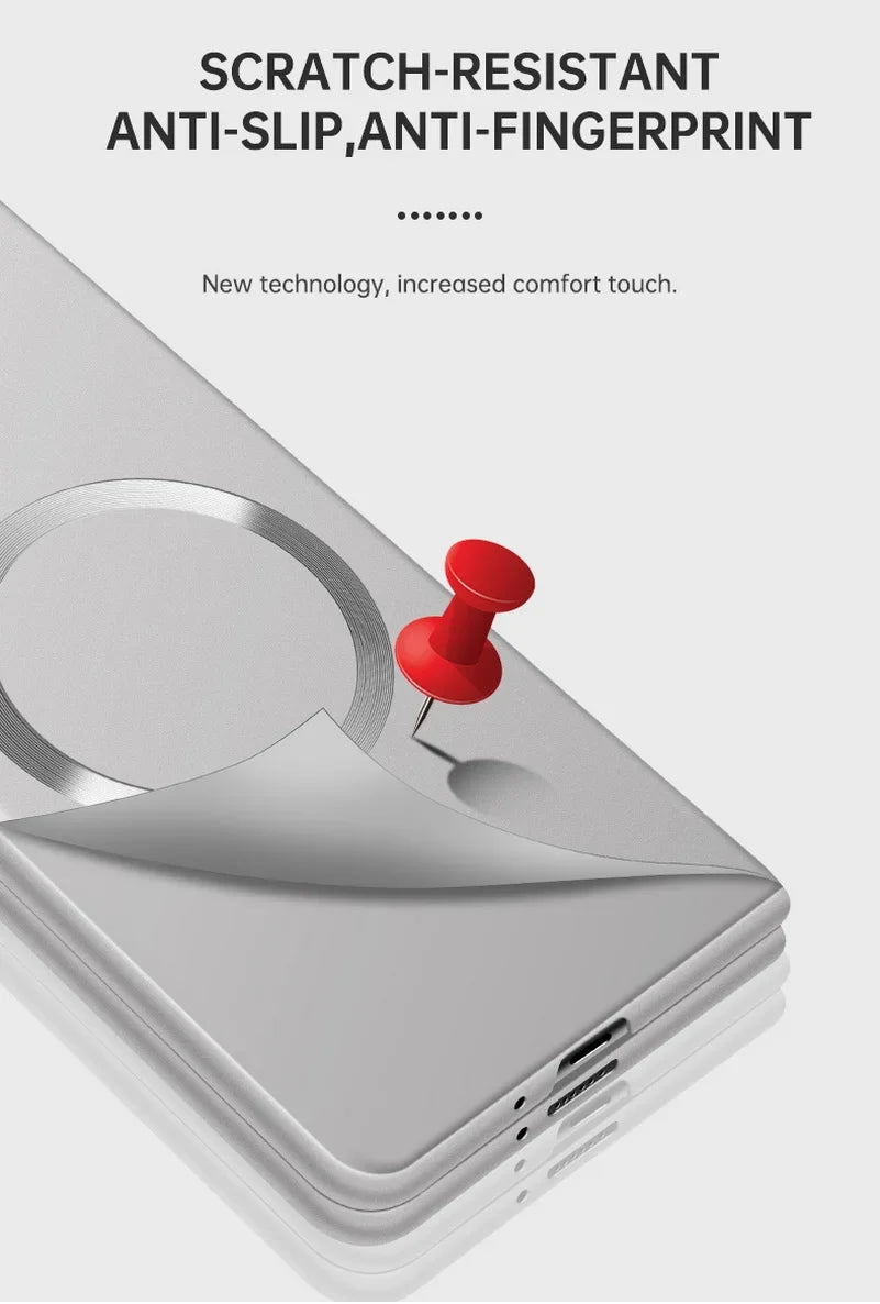 For Tecno Phantom VFold2 Ultra Thin Matte Metallic Paint for Magsafe Case for Tecno Phantom V Fold 2 Wireless Charging PC Cover