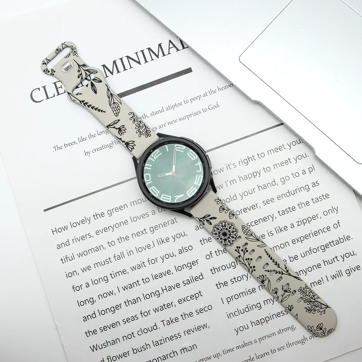 Two-tone Silicone Band Engraved Strap for Samsung Galaxy Watch 7/6/5/4/Active 2 40mm 44mm/Watch 5 Pro 45mm/Watch 3 41mm Straps