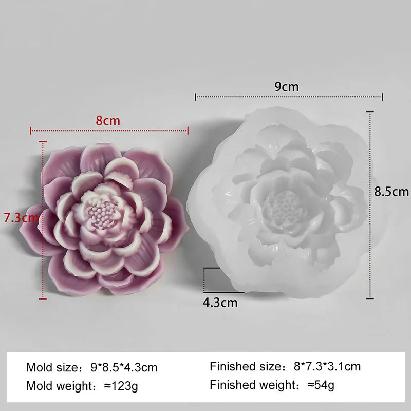 1pcs Lotus Flower Candle Silicone Molds 3D Blooming Flowers Soap Plaster Resin Mold DIY Making Chocolate Fudge Tools Home Crafts