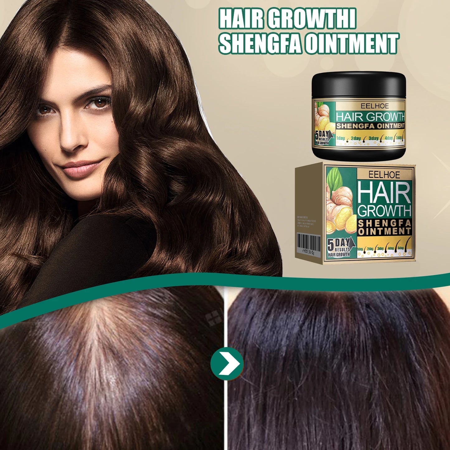EELHOE Ginger Dense Hair Cream To Promote Hair Growth Relieving Hair Loss Scalp Massage Stimulate Hair Follicle Smoothing Care