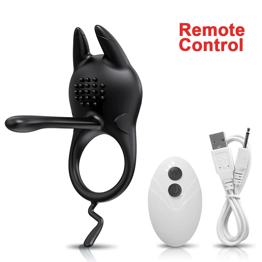 Vibrating Cock Ring for Men Remote Control Penis Ring Ejaculation Delay Chastity Cage Clitoris Stimulation Sex Toy for Couples