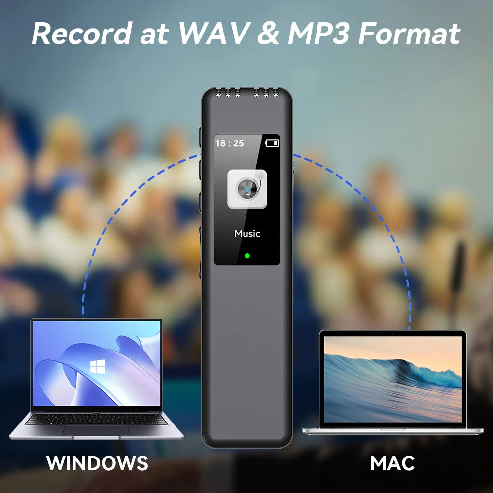 Digital Voice Recorder Up To Support 128G SD Card Portable MP3 Player Recorder With 512Kbps denoise Recording Work Interview