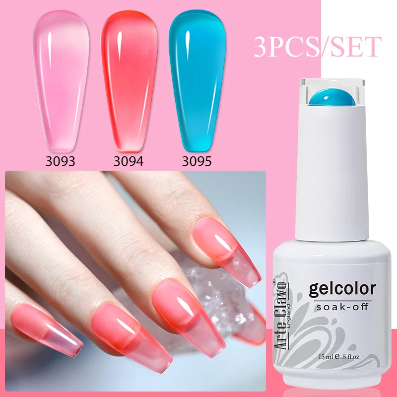 3PCS/Set Arte Clavo Gel Nail Polish Kit 15ml Nail Art UV LED Gel Set For Manicure Long Lasting Gel Polish Set Soak off Varnishes