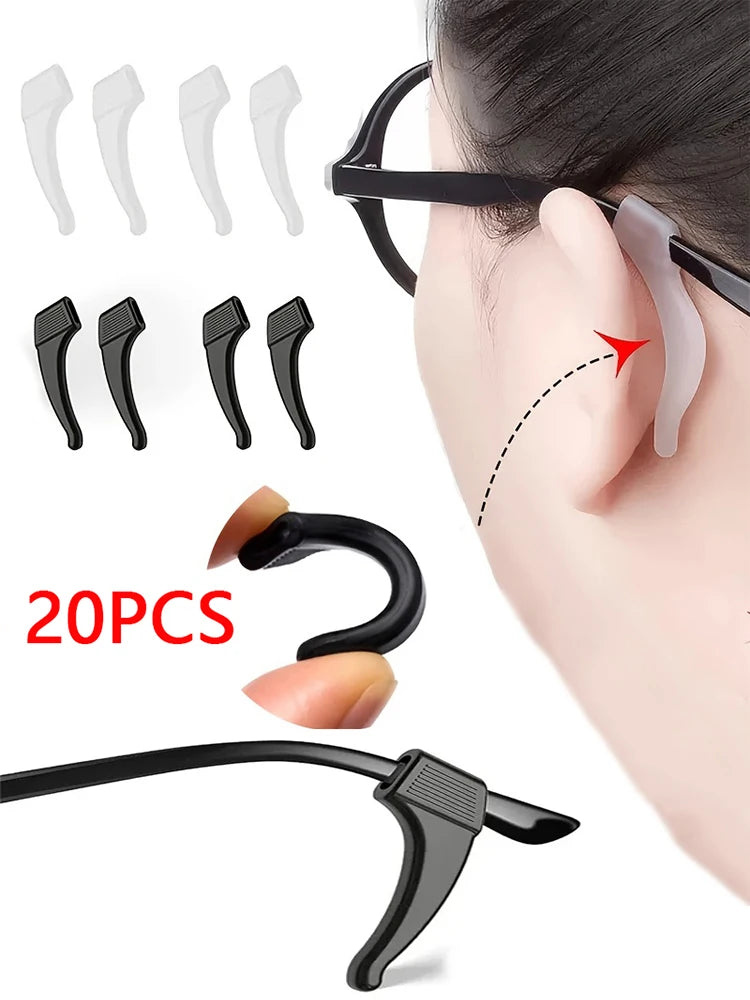 20pcs Anti-slip Silicone Ear Grip Glasses Eyeglasses Leg Ear Hook Stopper Bracket Fastener Accessories Temple Tip Eyewear Holder